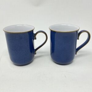 2 Denby Imperial Blue (retired) Stoneware Beaker Coffee Mugs